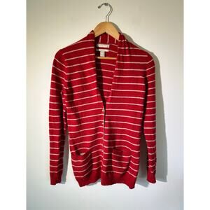 Banana Republic womens cardigan size S red white stripes wool cashmere blend